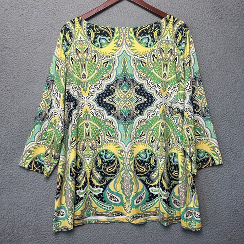 Charter Club Top 3X Plus Tunic Mosaic Art to Wear Jersey Knit Bohemian Yellow - Picture 7 of 8