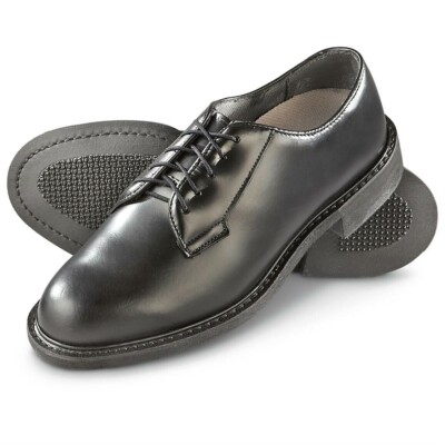 New USGI Wellco Mens Black Leather Dress Shoes, Oxford Style 