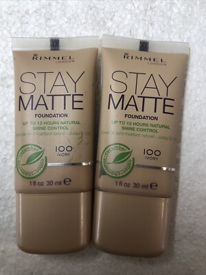 RIMMEL STAY MATTE FOUNDATION 100 IVORY 30ML BRANDNEU X2