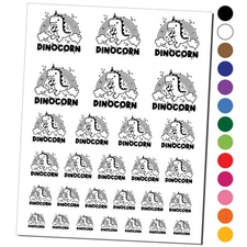 Dinocorn Dinosaur Unicorn with Rainbow Temporary Tattoo Water Resistant Set