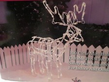 30'' Lighted Reindeer Sculpture White Standing 100 Lights Christmas Decor