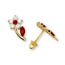 14K Yellow  White Gold Flower Shaped Beautiful Studs Earrings for Girls