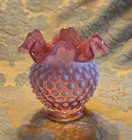 Vintage Fenton Hobnail Double Crimp Ruffle Vase