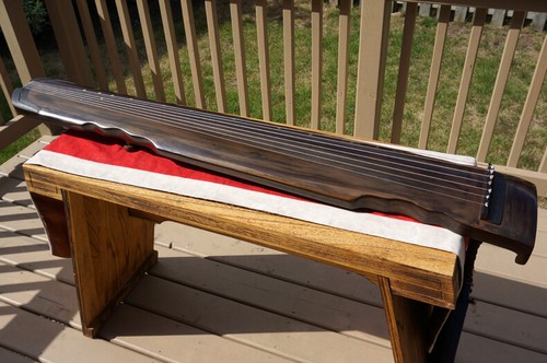 Professional Chinese Aged Fir Guqin 7-stringed Zither Instrument -- 專業古琴(老杉木/連珠) - Picture 3 of 12