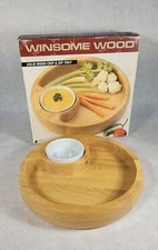 WINSOME WOOD 12" Beechwood Chip "N" Dip Set in Original Box Entertaining NICE