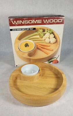 WINSOME WOOD 12'' Beechwood Chip ''N'' Dip Set in Original Box Entertaining NICE