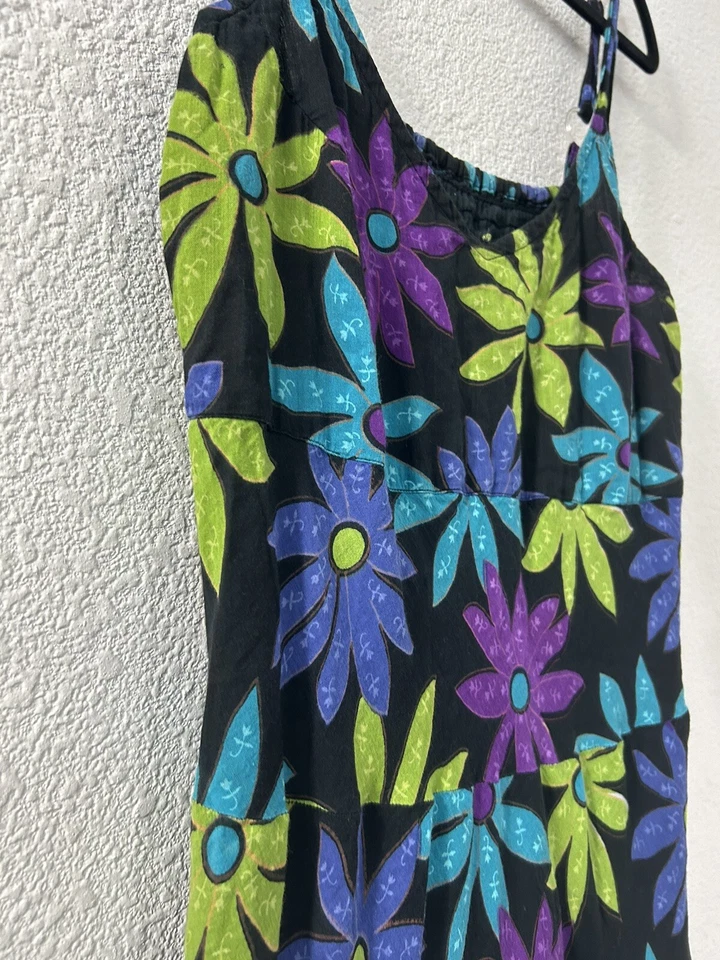 Винтажный Karen Hart 90-х платье черный размер M цветочный сарафан Spring Bloomcore - Изображение 3 из 4
