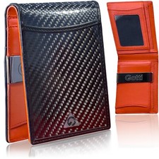 100 Real Carbon Fiber Wallet for Men with Money Clip, Bifold  RFID, ID Window