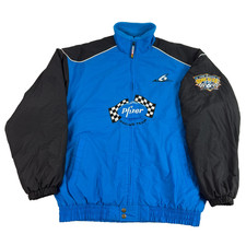 Vintage 90s Mark Martin Fleece Lined Jacket Large Pfizer Race Team Blue Black
