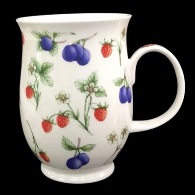 Dunoon China Bug~Wild Orchard by Jane Fern~White~Strawberries~Plums