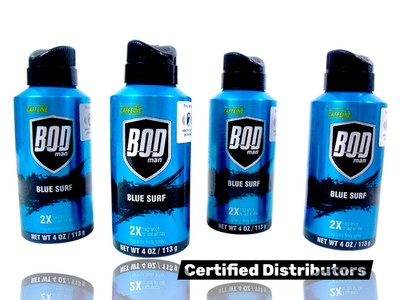 (Lot of 4) Bod Man Blue Surf Cologne Fragrance Body Spray 4 oz. Parfums de Coeur
