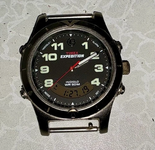 Vintage Timex Expedition Indiglo WR50M Quartz Analog Digital Runs