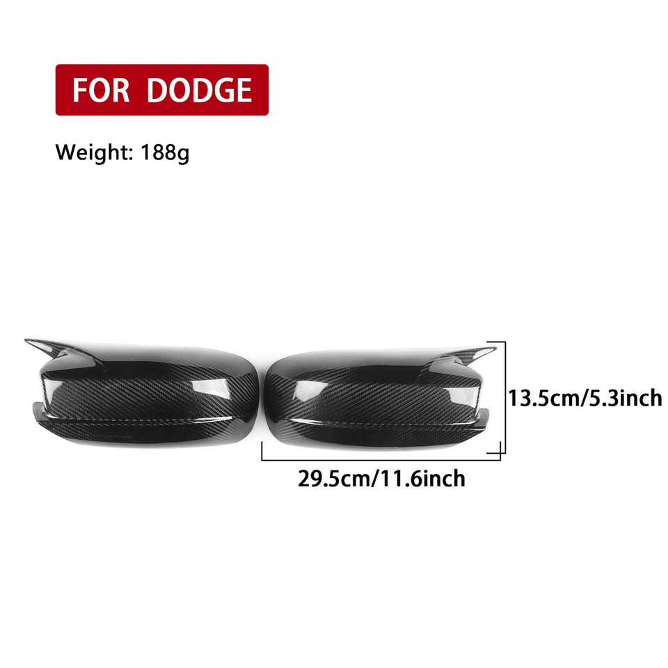 Capa espelho retrovisor de carro fibra de carbono para Dodge Charger para Chrysler 300C 11-21 - Imagem 2 de 4