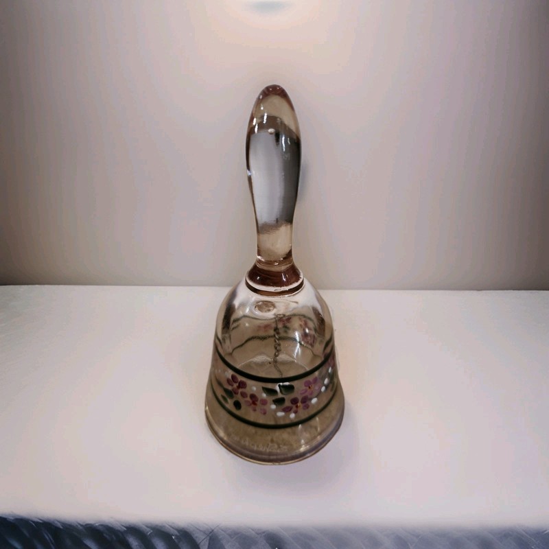 Fenton Vintage Art Glass Bell Pink Or Light Purple Hand Painted And Signed