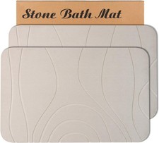Stone Bath Mat, 2 Pack Diatomaceous Earth Shower Mat, Non-Slip Super Absorbent