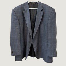 Oak Hill Mens 56R Blue Glen Plaid 100 Wool 2-Button Blazer Sport Coat Jacket