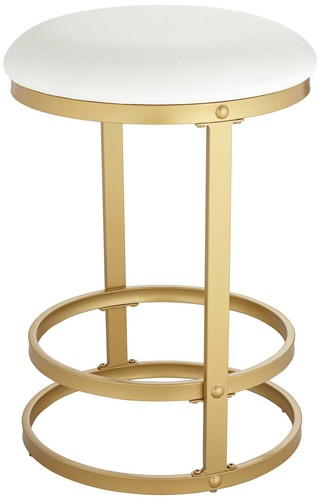 Palmer Gold Metal Bar Stool 26" High Modern White Cushion Kitchen Counter Island - Picture 8 of 10