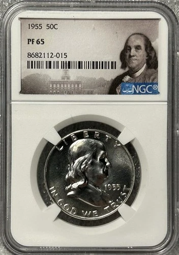 1955 Proof Franklin Half Dollar NGC PF65 Benjamin Franklin Label