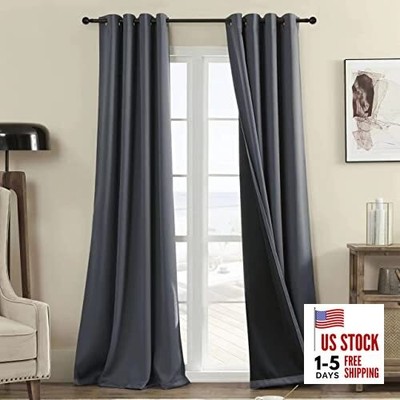  Total Blackout 340 GSM Curtains 2 Panels, 52''W x 84''L (Pack of 2) Dark Grey