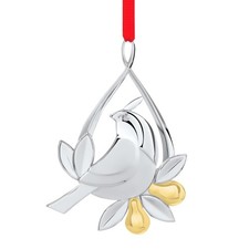 Nambe Twelve Days of Christmas Ornament – Partridge in a Pear Tree, Silver an...