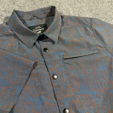 Toad & Co Floral Button Up Shirt Adult Medium Blue Red All Over Print AOP Casual