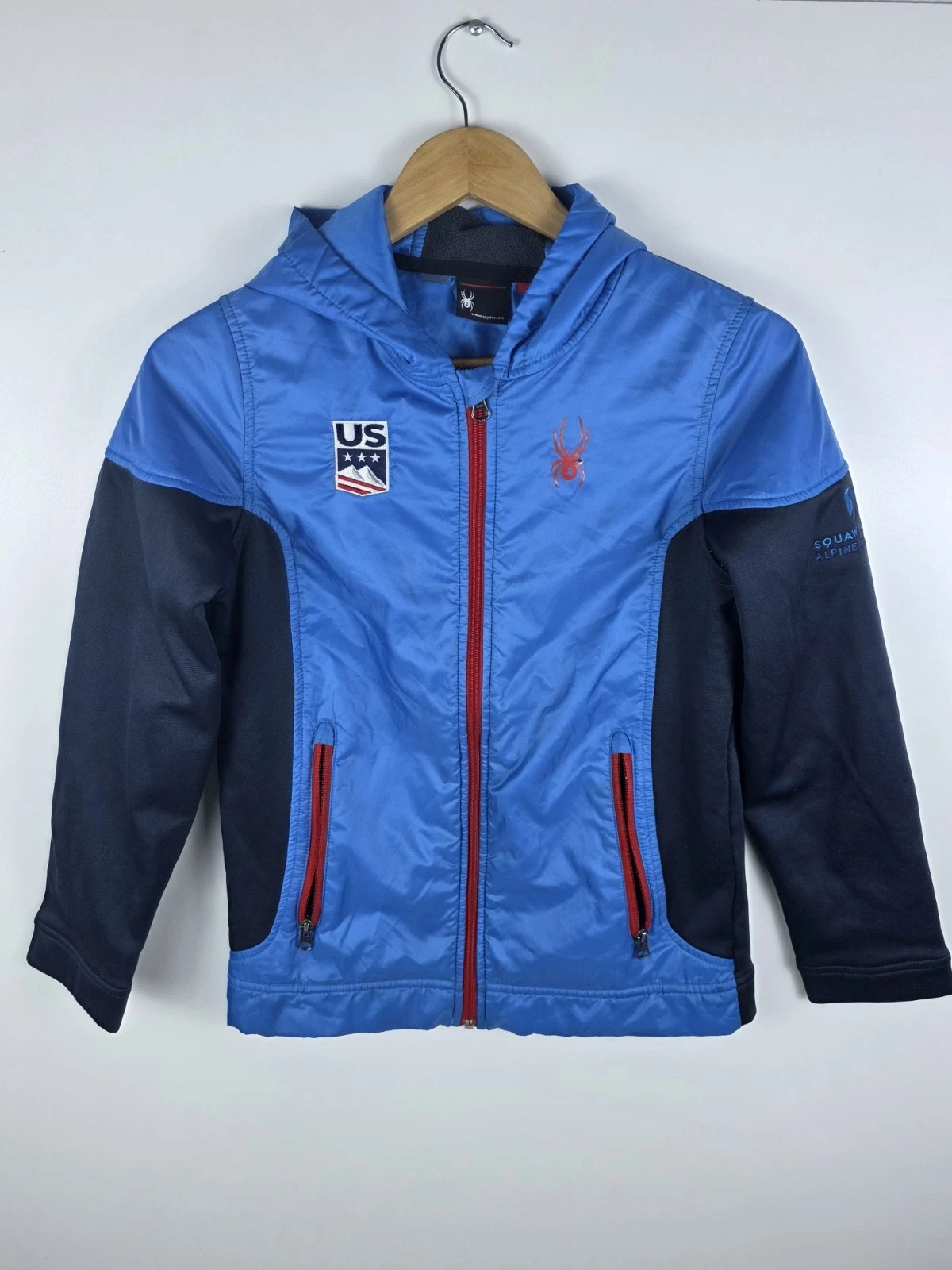 Spyder Lightweight Fullzip Hooded Jacket Mens Windbreaker US Logo - color blue