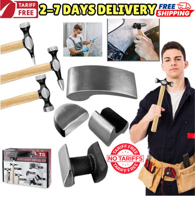 7pcs Set Car Auto Body Work Hammer Fender Hand Tool Dent Crowbar Repair Tool Kit