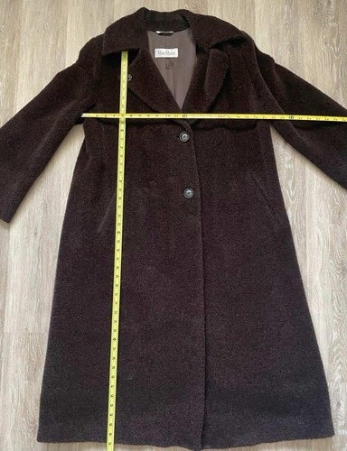 Vintage Max Mara Angora Blend Brown Coat Single Breast Pockets Size US 8/M Mint