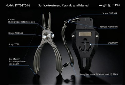 Ketuo Kedge Titanium Fishing Pliers Tungsten Carbide Cutter Saltwater Fishing To