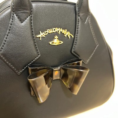 Vivienne Westwood Yasmin Hand Bag Black Leather Tortoiseshell
