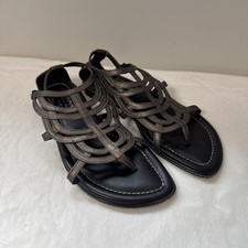 Donald J Pliner Strappy Brown Metallic Leather Ankle Strap Thong Sandals 6.5M