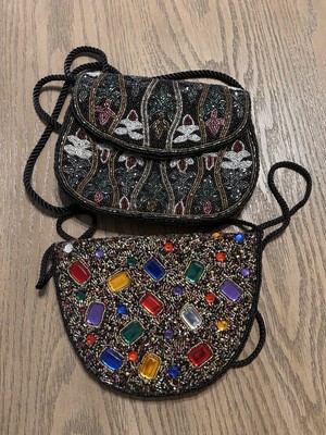 Vintage Beaded Evening Shoulder Crossbody Bag Convertible Clutch Set Of 2