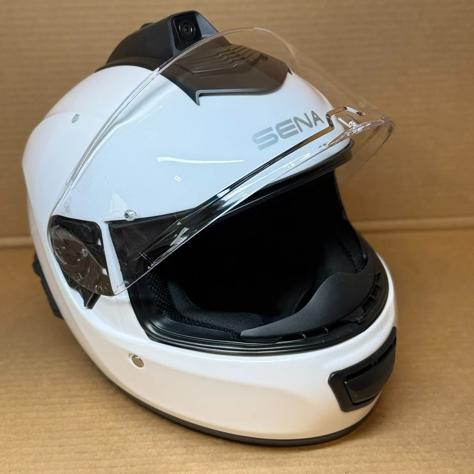(Chip de Pintura) (XL) Sena Momentum INC-Pro Capacete de Motocicleta Branco Câmera Bluetooth - Imagem 2 de 4
