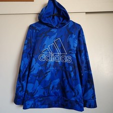 Adidas Blue Camo Big Boy's Hoodie Pullover Size XL 18-20