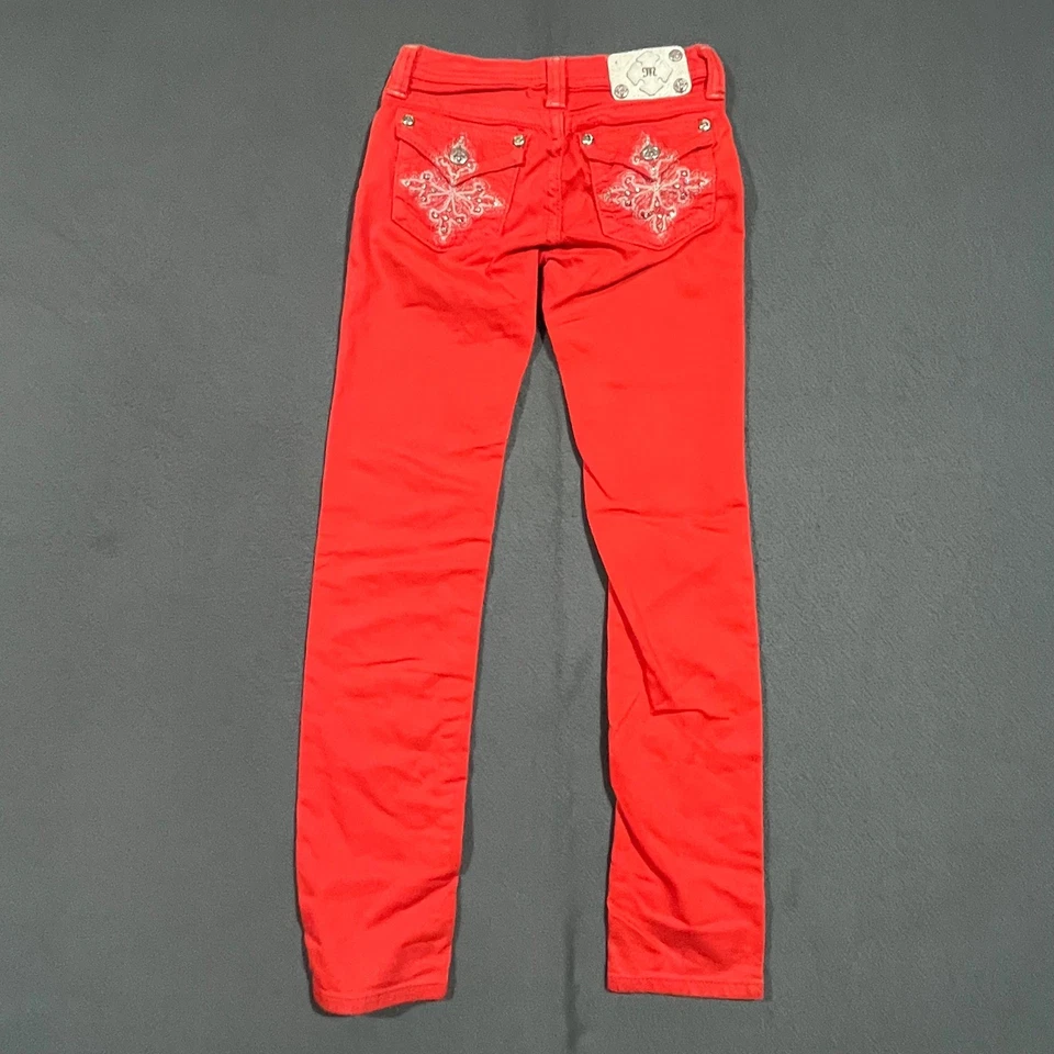 Miss Me девочек размер 12 морковь красный узкие джинсы украшенные карманы джинсовой ткани - Изображение 2 из 4
