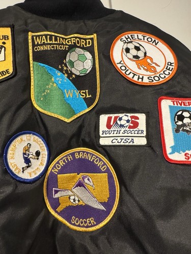 Vintage Rennoc Connecticut Soccer Patches Jacket Embroidered Jordan Youth L Boys - Picture 17 of 21