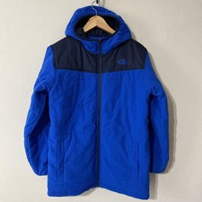 The North Face Boys Reversible Jacket XL 18/20 Blue Hooded Coat Travel Outdoor