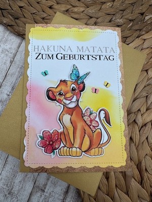 Geburtstagskarte, handgemachte Glückwunschkarte König der Löwen ''Small Simba''