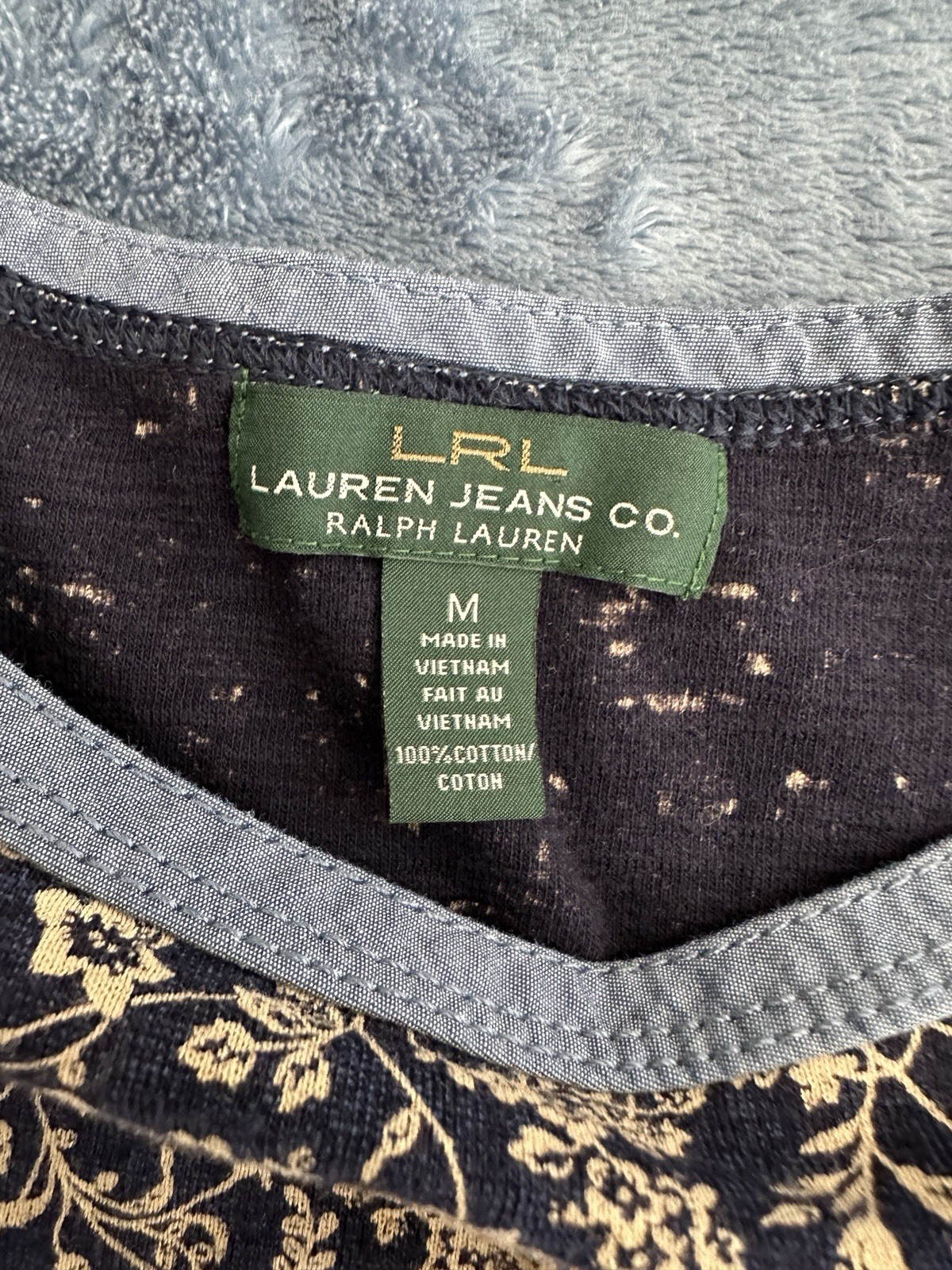 Lauren Jeans Co. Ralph Lauren Vintage Floral Fit & Flare Dress 3/4 Sleeve Navy thumbnail 7