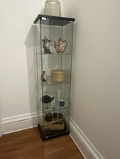 Tall Glass Display Cabinet with Black Frame – 4 Shelves – Collection Only