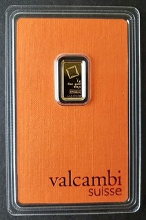 Valcambi Suisse 1 gram Gold Bar with Assay Certificate in Plastic