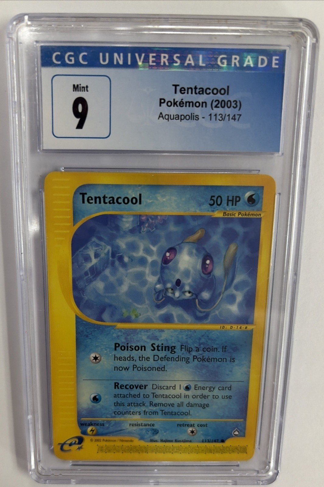 2003 Pokemon Aquapolis Tentacool E Reader 113/147 CGC 9 Blue Label