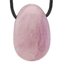 Kunzite Drop Pendant with Cotton Band Drilled | Gemstone Jewelry