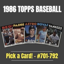 1986 Topps Baseball – Pick A Card (#701-792) - Rose, Niekro, Yount, O. Smith