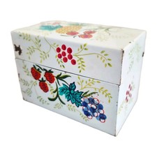 Vintage J CHE N & Co. Pineapple & Berry Stainless Steel Recipe Box ~ Made in USA