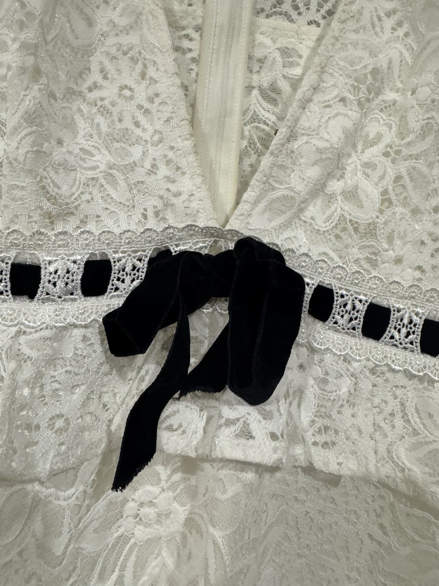 For Love & Lemons Bonita Lace White Black ribbon Dress Size XS | eBay