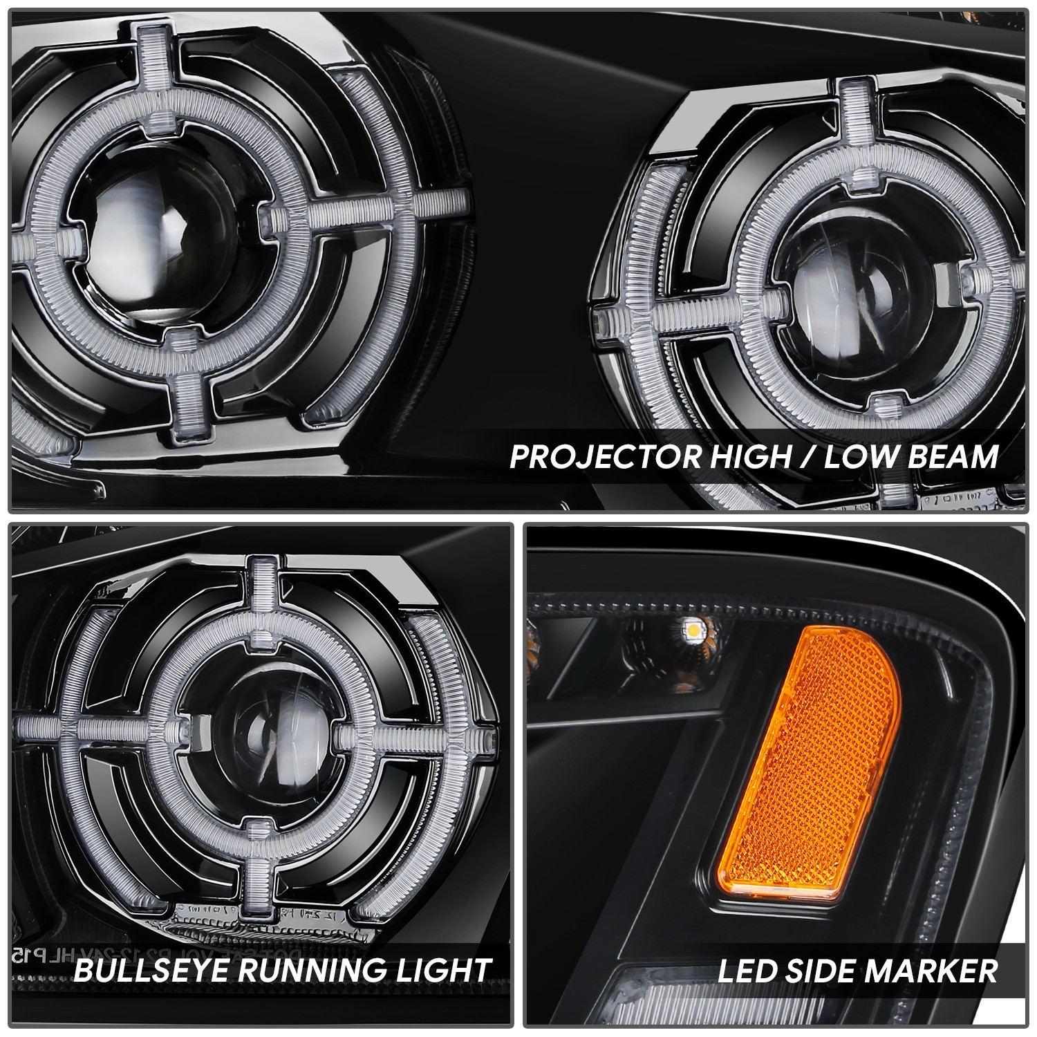 Fits 2008-2017 Kenworth T660 LED Sequential Turn Signal Projector Headlight