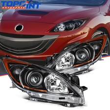 Pair Headlights Assembly For 2010 2011 2012 2013 Mazda 3 5-speed Black Wamber
