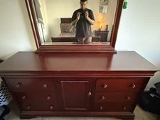 All Wooden Queen Bed Frame, dresser W/ Mirror And Night Stand For sale