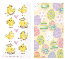 Boston International Guest Towel Napkins Bundle, Easter Chicks and Eggstra Eggs